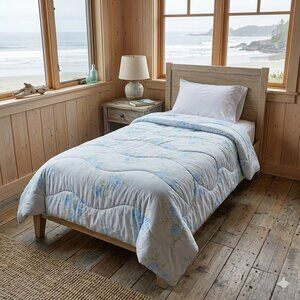 Vintage Handmade Floral Cabbage Rose Twin Comforter